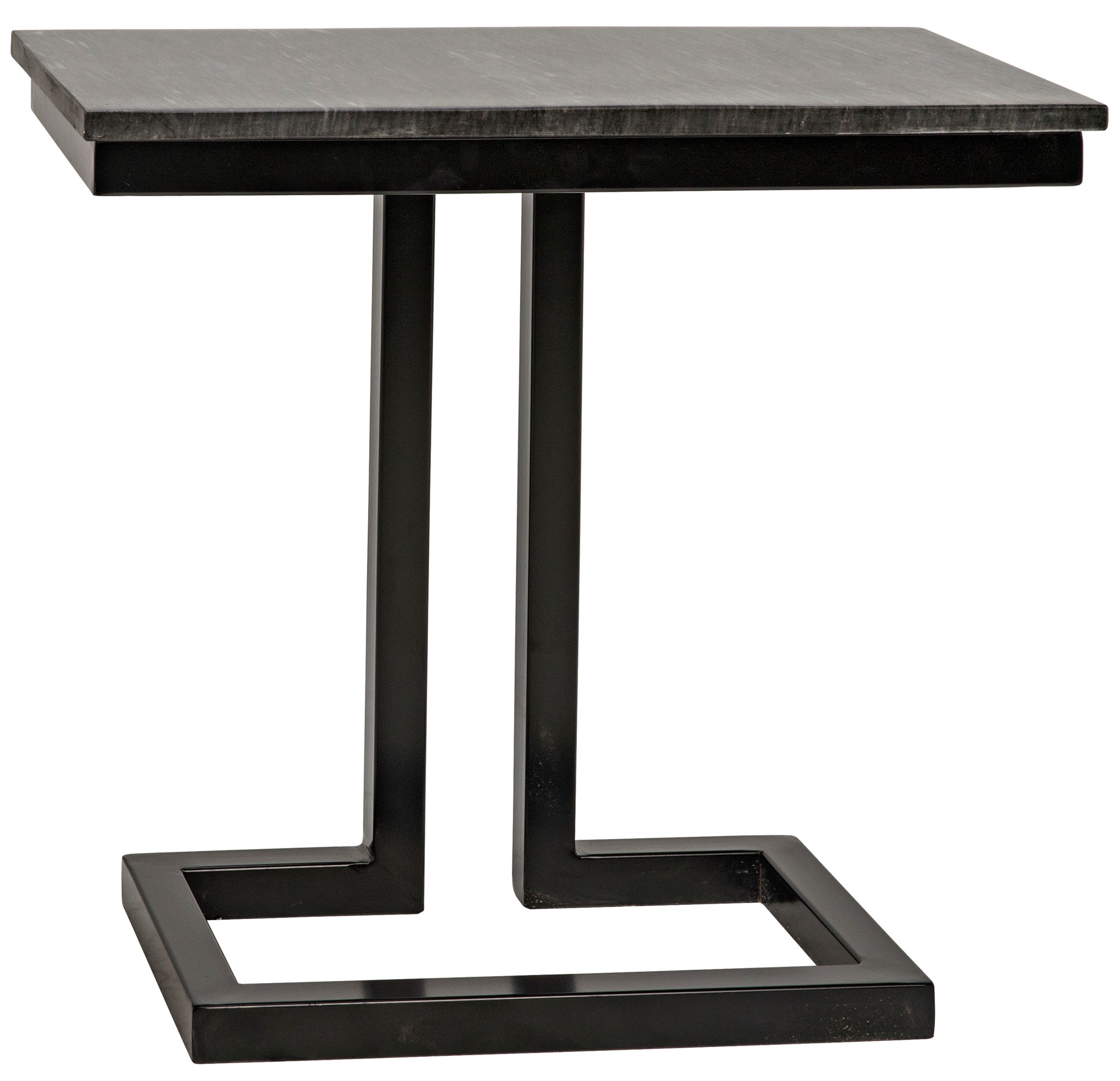Noir Alonzo Side Table Black Metal With Marble GTAB359-ML